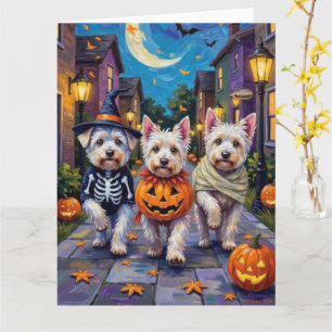 Maltezer honden trick-or-treating Halloween kostuu Kaart