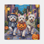 Maltezer honden trick-or-treating Halloween kostuu Magneet (Voorkant)