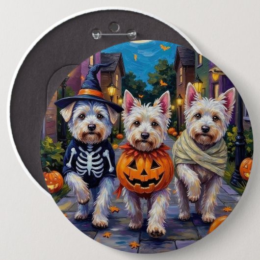 Maltezer honden Trick-or-Treating Halloween kostuu Ronde Button 6,0 Cm (Voorkant /achterkant)