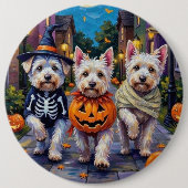 Maltezer honden Trick-or-Treating Halloween kostuu Ronde Button 6,0 Cm (Voorkant)