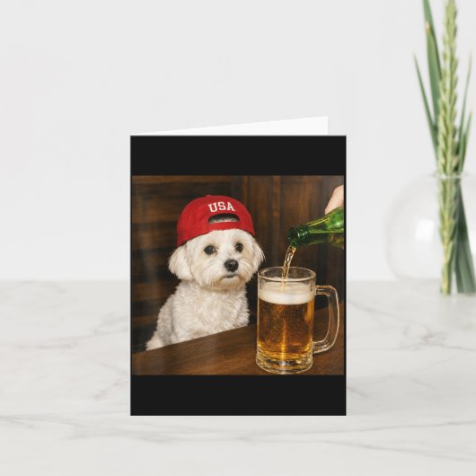 Maltezer Hondenliefhebbers Drinken Bier Grappige G Kaart (Voorkant)