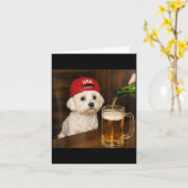 Maltezer Hondenliefhebbers Drinken Bier Grappige G Kaart (Gele Bloem)