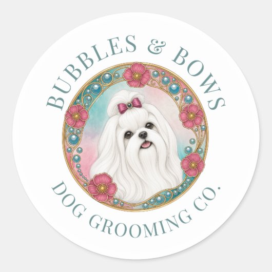 Maltezer Hondenverzorging Salon Sticker Vellen (Voorkant)