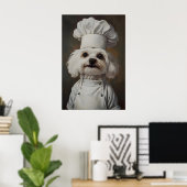 Maltezer in kookmuts poster, huisdierposter, Malte Poster (Thuiskantoor)