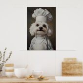 Maltezer in kookmuts poster, huisdierposter, Malte Poster (Keuken)