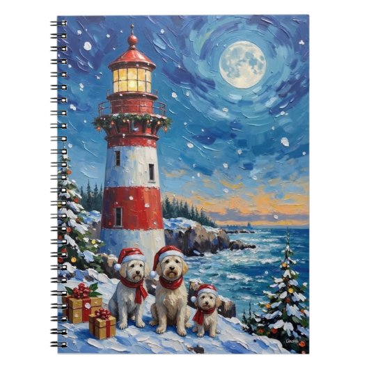Maltezer Kerst Vuurtoren Vakantie Notitieboek (Voorkant)