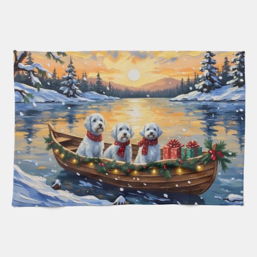Maltezer Kerstboot Vakantie Theedoek (Horizontaal)