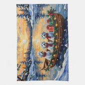 Maltezer Kerstboot Vakantie Theedoek (Verticaal)
