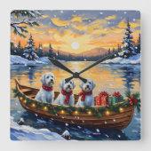 Maltezer Kerstboot Vakantie Vierkante Klok (Voorkant)