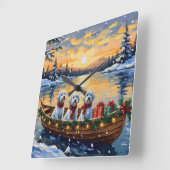 Maltezer Kerstboot Vakantie Vierkante Klok (Hoek)