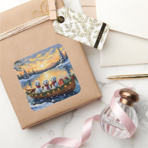 Maltezer Kerstboot Vakantie Vierkante Sticker
