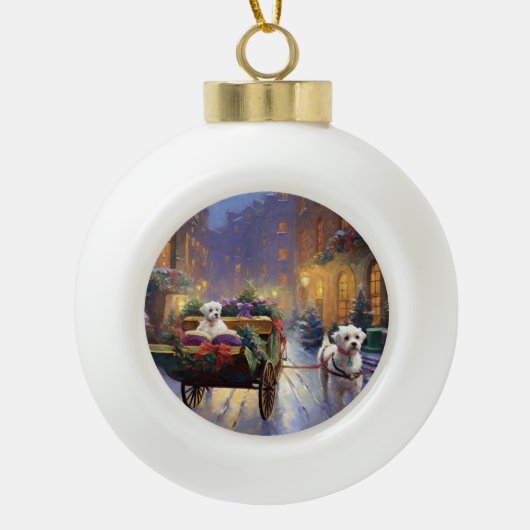 Maltezer Kerstfeestseizoen Keramische Bal Ornament (Voorkant)