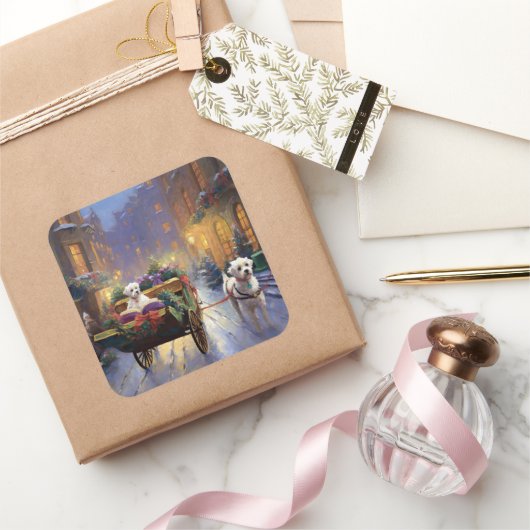 Maltezer Kerstfeestseizoen Vierkante Sticker (Geschenken)