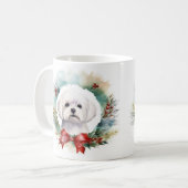 Maltezer Kerstkrans Feestelijke Pup Koffiemok (Voorkant links)