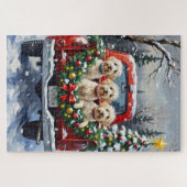 Maltezer Kerstmis Rode Truck Vakantie Legpuzzel (Horizontaal)