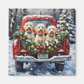Maltezer Kerstmis Rode Truck Vakantie Magneet (Voorkant)