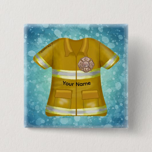 Maltezer Kruis Brandweerman Vierkante Button 5,1 Cm (Voorkant)