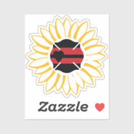 Maltezer Kruis met Rode Lijn en Hart in Zonnebloem Sticker