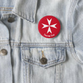 Maltezer Kruis Symbool Ronde Button 5,7 Cm (In situ)