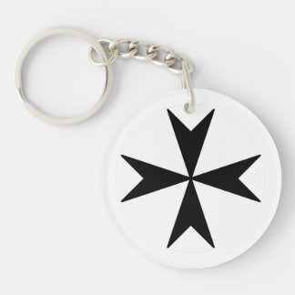 Maltezer Kruis v2 (zwart op wit) Sleutelhanger