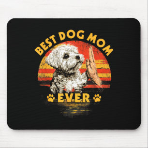 Maltezer moeder retro zonsondergang grappige hond  muismat