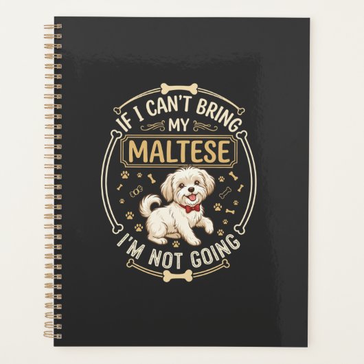 Maltezer Niet Gaande Hond Rode Strik Botten Frame Planner (Voorkant)