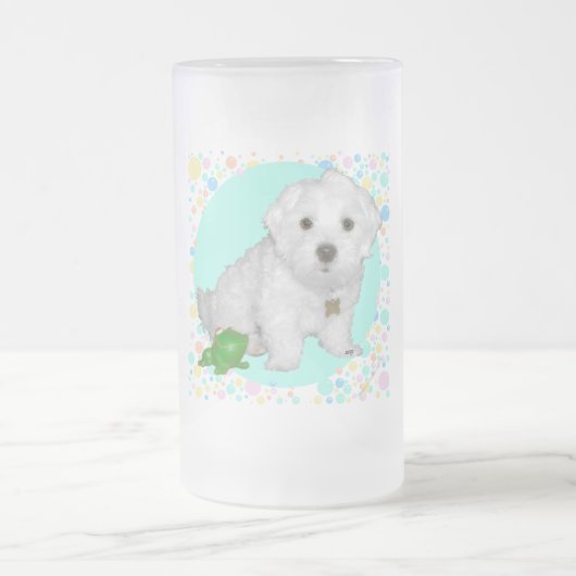 Maltezer Pup met Bellen Matglas Bierpul (Center)