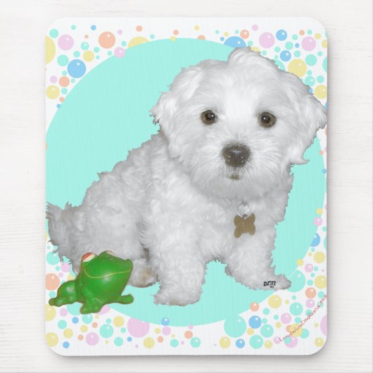 Maltezer Pup met Bellen Muismat (Voorkant)