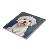 Maltezer Pup | Schilderij van witte hond Tegeltje (Zijkant)