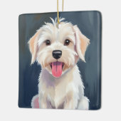 Maltezer Pup | Witte Hond Schilderij Keramisch Ornament (Links)