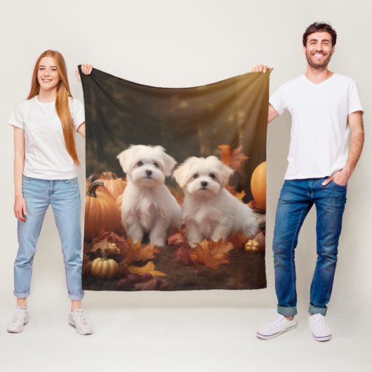 Maltezer Puppy Autumn Delight Pumpkin Fleece Deken (In situ)