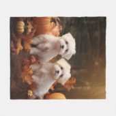 Maltezer Puppy Autumn Delight Pumpkin Fleece Deken (Voorkant (Horizontaal))