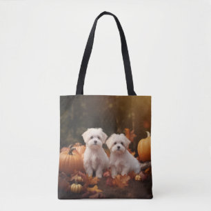 Maltezer Puppy Autumn Delight Pumpkin Tote Bag