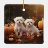 Maltezer Puppy Herfstpomp  Keramisch Ornament (Achterkant)