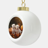 Maltezer Puppy Herfstpomp Keramische Bal Ornament (Rechts)