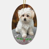 Maltezer Puppy Keramische Kerstversiering Keramisch Ornament (Links)