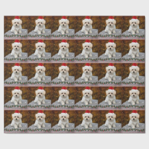 Maltezer Puppy Kerstmis Cadeaupapier