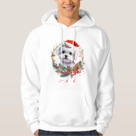 Maltezer puppy Kerstmis, kerstmis Maltezer hond Hoodie
