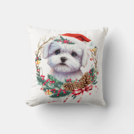 Maltezer puppy Kerstmis, kerstmis Maltezer hond Kussen