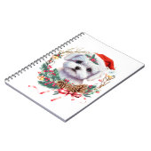 Maltezer puppy Kerstmis, kerstmis Maltezer hond Notitieboek (Linkerzijde)