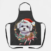 Maltezer puppy Kerstmis, kerstmis Maltezer hond Schort (Voorkant)