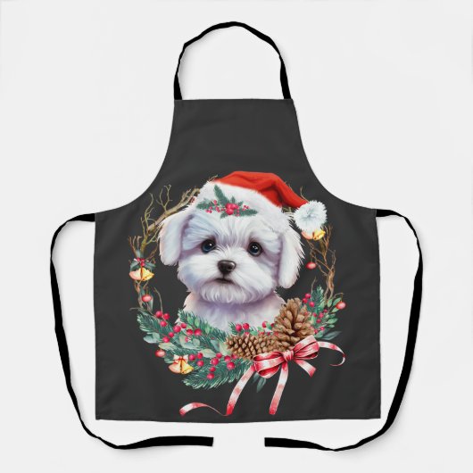 Maltezer puppy Kerstmis, kerstmis Maltezer hond Schort (Voorkant)