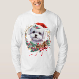 Maltezer puppy Kerstmis, kerstmis Maltezer hond T-shirt