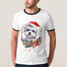 Maltezer puppy Kerstmis, kerstmis Maltezer hond T-shirt