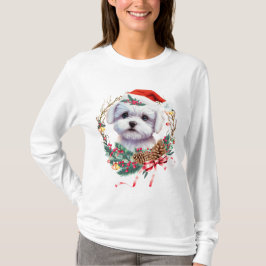 Maltezer puppy Kerstmis, kerstmis Maltezer hond T-shirt