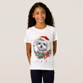 Maltezer puppy Kerstmis, kerstmis Maltezer hond T-shirt (Voorkant volledig)