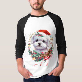 Maltezer puppy Kerstmis, kerstmis Maltezer hond T-shirt