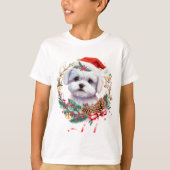 Maltezer puppy Kerstmis, kerstmis Maltezer hond T-shirt (Voorkant)