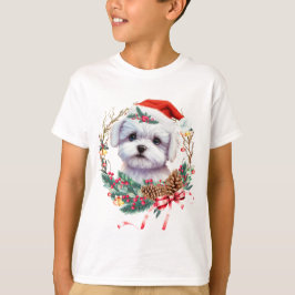 Maltezer puppy Kerstmis, kerstmis Maltezer hond T-shirt