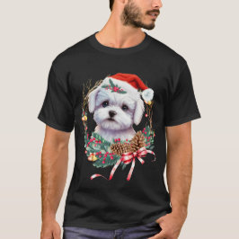 Maltezer puppy Kerstmis, kerstmis Maltezer hond T-shirt